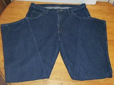 #ad Wrangler Blue Jeans Pants Mens Size 38 x 32 Regular Dark Blue Home CLEARANCE $7.35