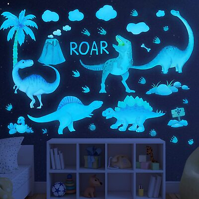 #ad Dinosaur Wall Decals Glow in The Dark Dinosaur Wall Stickers Watercolor Dinos... $20.85
