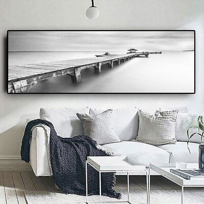 #ad #ad Black and White Bridge Landscape Canvas Painting Canvas Wall Art Wall Decor Art $32.89