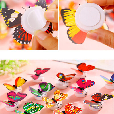 #ad 1 Pcs Wall Stickers Butterfly LED Lights Wall Stickers 3D House Decoration $0.99