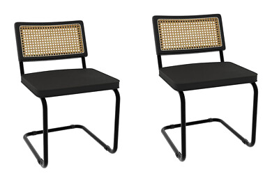 #ad Mid Century Modern Dining Rattan Woven Chairs Set of 2 $104.50