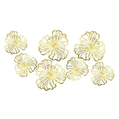 #ad 7 Piece Metal Wall Decor for Living Room Boho Double Layered Iron Flower Gold $46.74