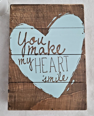 #ad Wooden Rustic Heart Design Free Standing Sign Decor Accent Piece Farmhouse Home $8.00