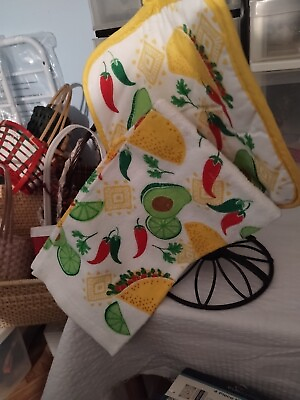 #ad Potholder Kitchen And Towel White Yellow .Green Red All Occasions New $4.00