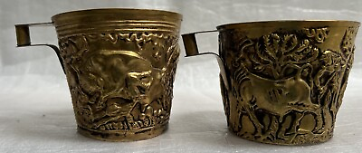 #ad Mid Century Vintage Mycenaean Vaphio Cups A Pair High Relief Greek $299.00
