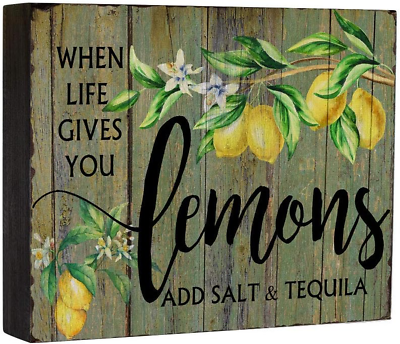 #ad #ad Vintage Home Decor Lemon Signs Farmhouse Lemon Wood Box Signs When Life Gives $13.99