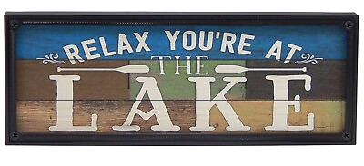 #ad Relax You#x27;re At The Lake Farmhouse Sign Shelf Sitter Rustic Home Decor Print $15.99