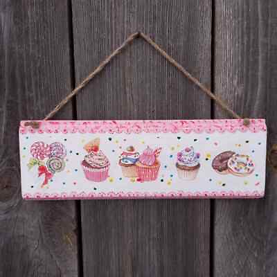 Cupcake sign wood French country decor Bakery Wall art Cake for Kitchen rustic $23.00