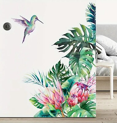 #ad Tropical Leaves Flowers Bird Wall Stickers Bedroom Livingroom Mural Home Decor $14.30