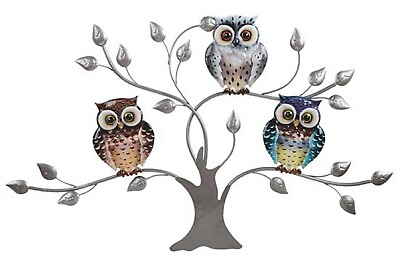 #ad #ad Wall Art Decor Metal Three Owls in a Tree 27 1 4quot; Wide $54.00