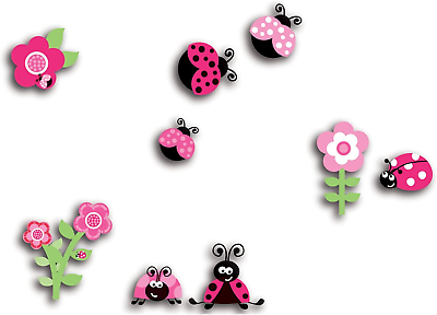 #ad CR 14506 Ladybugs 3D Wall Decals Pink $26.54