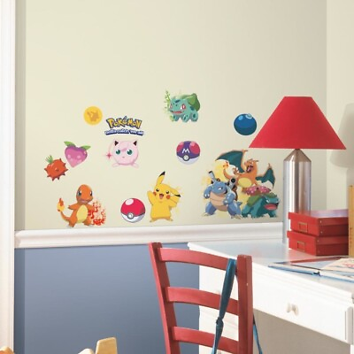 #ad RMK2535SCS POKEMON ICONIC 24 Peel amp; Stick Wall Decals Kids Room Decor Stickers $16.99