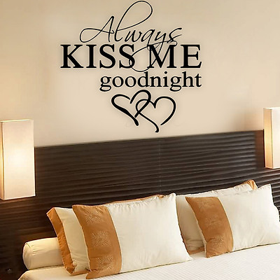 #ad #ad ALWAYS KISS ME GOODNIGHT LOVE Quote Wall Stickers Bedroom Removable Decals DIY GBP 21.99