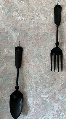 #ad #ad Antique Large Fork amp; Spoon Metal Cast Aluminum 22” Wall Art Decor $39.00