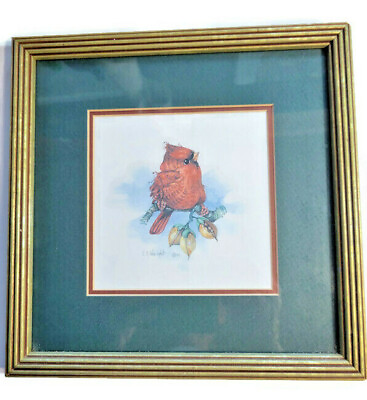 #ad Red Bird Cardinal Holiday Christmas Framed Hanging Art Print Decoration $24.99