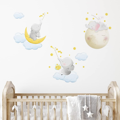 #ad DIY Elephant Wall Decals PVC Peel and Stick Wall Stickers for Nursery Kids Bedr $8.99