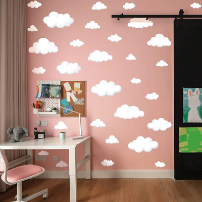 #ad Watercolor Clouds Wall Decals Boho Cloud Wall Stickers for Baby Boys or Girls $15.28