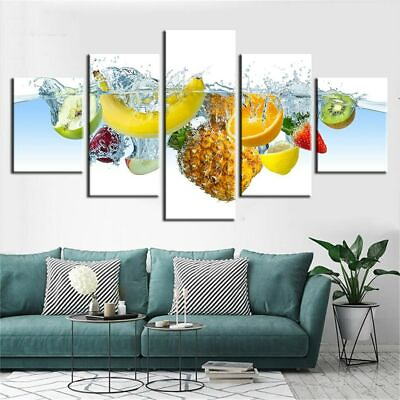 #ad Fruit Water Kitchen Restaurant 5 Pieces Canvas Print Poster HOME DECOR Wall Art $17.67
