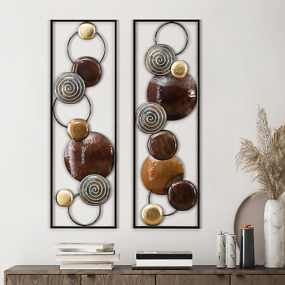 #ad Luxenhome Metal Wall Art 36quot; Abstract 2 Pieces Wall Decorations Metal Wall Deco $93.99