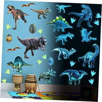 #ad Dinosaurs Wall Decals Glow in The Dark Dinosaur Wall Stickers Removable Blue $28.16