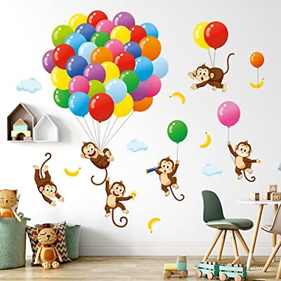 #ad SG 2202 Balloons Monkey Wall Stickers Cartoon Monkeys Decals for Kids Childre... $23.73