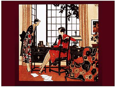 #ad #ad 7909.Two women in office conversing.paper on floor.POSTER.art wall decor $41.00