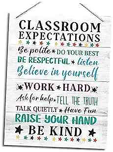 #ad Classroom Expectations Sign Decorative Hanging Wood Plaque for Wall Hanging $18.16