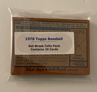 #ad 1978 Topps Baseball Complete Set Break Cello Pack MLB Vintage Lot EX NM MT 20ct $11.99