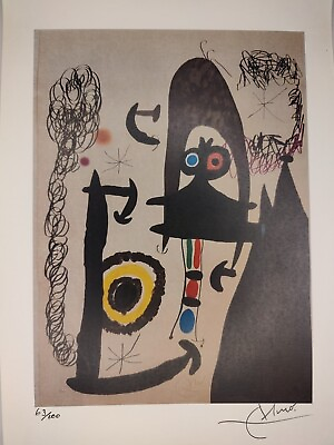 #ad COA Joan Miro Painting Print Poster Wall Art Signed amp; Numbered $74.95