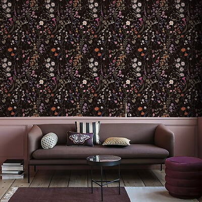 #ad Black Floral Wallpaper Home Decor 17.3quot;X118quot; Kitchen Waterproof Cabinet Stickers $16.99