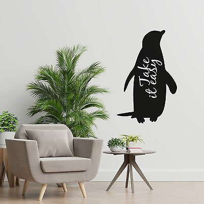 #ad Take It Easy Quote Penguin Animal Wall Art Stickers for Kids Home Room Decals $12.50