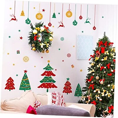 #ad Christmas Wall Stickers Decoration Set Plaid Xmas Tree Wall Murals Christmas#1 $20.65