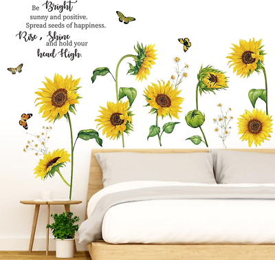 #ad Sunflower Wall Stickers Inspirational Quotes Sunflower Wall Decals Sunflow... $16.99