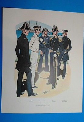United States Navy Art Print 1852 Military Dress Uniforms H. Charles Mc Barron $24.95