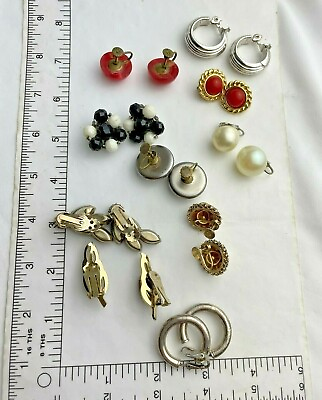 #ad Vintage Lot Screw Back and Clip On Earrings Rhinestones Sperry RICHLIEU More $17.99