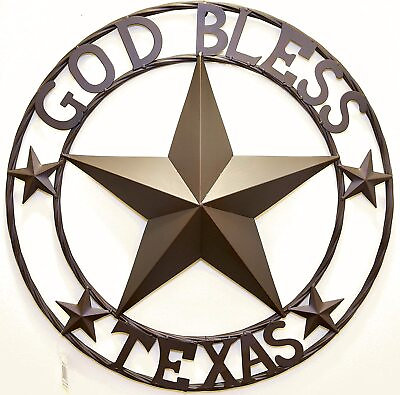 #ad Rustic Metal Circle God Bless Texas Star Wall Hanging Sign Plaque WelcomeDecor $41.95