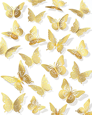 #ad #ad 72Pcs 3D Butterfly Wall Decor Gold Butterfly Mothers Day Decorations 3 Styles $14.40