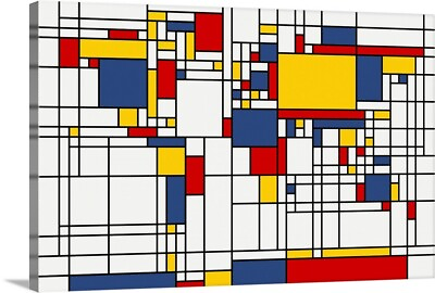 #ad World Map Abstract Mondrian Style Canvas Wall Art Print Map Home Decor $379.99