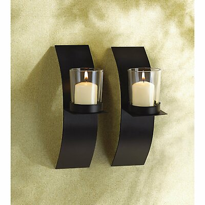#ad Metal Glass Modern Art Candle Holder Duo Wall Sconce Home Decor $21.94