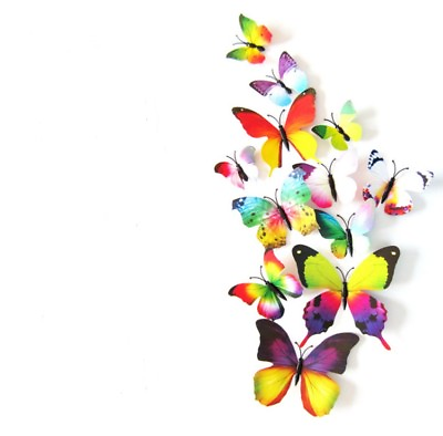 #ad 12 Piece 3D Butterfly Wall Stickers PVC Art Decals for Home Decor Mural $6.20
