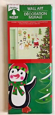 #ad Santa snowman presents reindeer Wall Decals Decoration Decor holiday $5.75