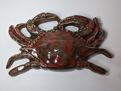 #ad Vintage Large Ceramic Blue Crab Coastal Decor Figurine 17quot;X9.5ʺX 2ʺ Beach House $69.90