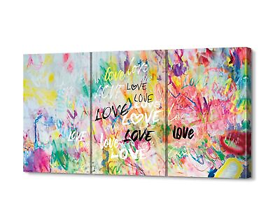 #ad Large Wall Art for Living Room Bedroom Pink Bathroom Decor Colorful Wall Stre... $131.31