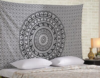 #ad Ethnic Elephant Mandala Boho Twin Tapestry Home Decor Wall Hanging Bedspread $20.89