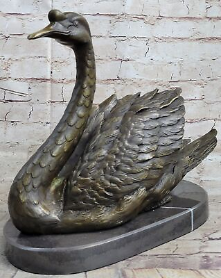 #ad Art Deco Swan Bird Garden Backyard Decor Bronze Sculpture Marble Figurine Decor $209.50