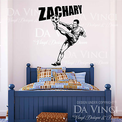 #ad Soccer Player Wall Room Personalized Custom Name Vinyl Wall Decal Sticker $36.99