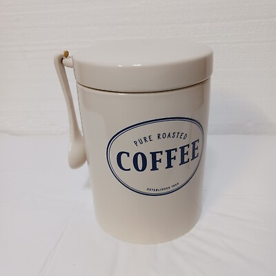 #ad Ceramic Coffee Canister White Farmhouse Kitchen Rustic Decor Flaw $14.23