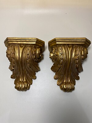 #ad 2 Vintage Ceramic Scroll Wall Sconce Shelf’s 8.5quot; x 7.25quot; x 4.5quot; $53.99