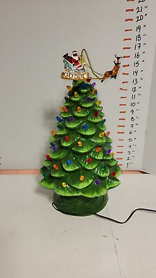#ad Mr. Christmas 16quot; Animated Ceramic Nostalgic Tree Green Santa $59.99