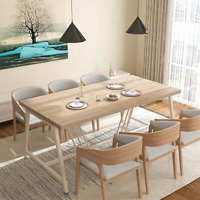 #ad Farmhouse Dining Table for 6 871quot; Rectangular Wood Kitchen Table $211.19
